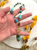 The Ryder Necklace - Dyed Turquoise Front Clasp Necklace