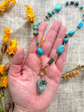 The Ryder Necklace - Dyed Turquoise Front Clasp Necklace