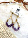 The Saansa Earring - Large Amethyst Gemstone Chip Teardrop Earrings