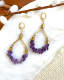 The Saansa Earring - Large Amethyst Gemstone Chip Teardrop Earrings