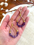 The Saansa Earring - Large Amethyst Gemstone Chip Teardrop Earrings