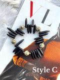 Stackable Black Onyx & Dalmatian Jasper Bracelets