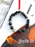 Stackable Black Onyx & Dalmatian Jasper Bracelets