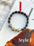 Stackable Black Onyx & Dalmatian Jasper Bracelets