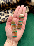 The Buchanan Earring - Green Malachite Beaded Chandelier Earrings