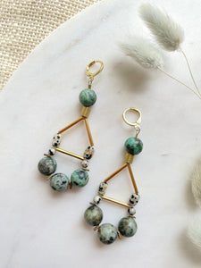 The Regan Earring - Large Beaded Turquoise Bohemian Earrings