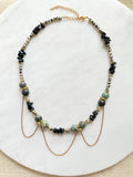 The Aleesha Necklace - Mixed Gemstone Chain Drape Statement Necklace
