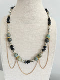 The Aleesha Necklace - Mixed Gemstone Chain Drape Statement Necklace