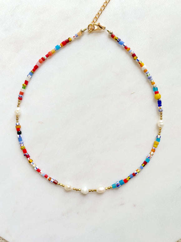 The Katerina Necklace - Dainty Colorful Freshwater Pearl Choker