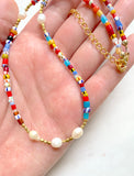 The Katerina Necklace - Dainty Colorful Freshwater Pearl Choker