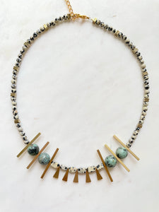 The Anka Necklace - Dalmatian Jasper Gemstone Beaded Necklace