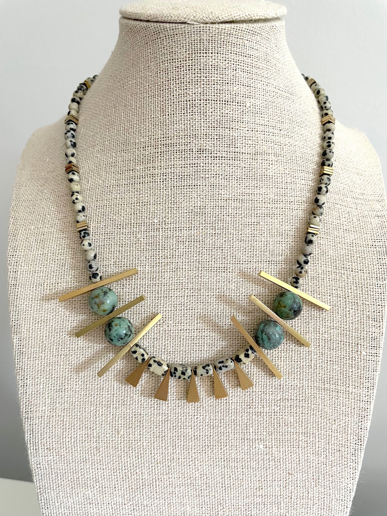 The Anka Necklace Dalmatian Jasper Gemstone Beaded Necklace