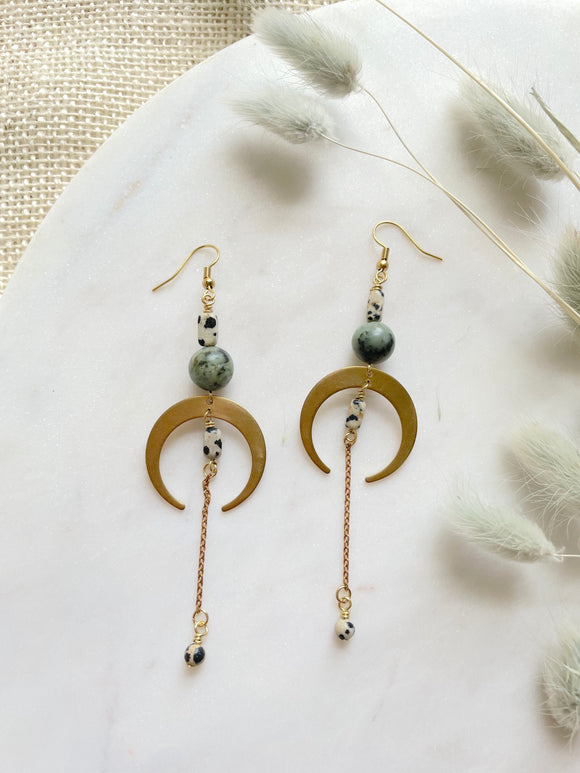 Crescent Moon Zodiac Earrings in Galactic Purple - Wren's Nest