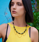 The Aleesha Necklace - Mixed Gemstone Chain Drape Statement Necklace