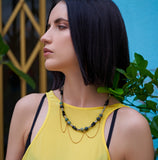 The Aleesha Necklace - Mixed Gemstone Chain Drape Statement Necklace