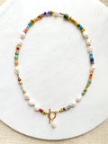 The Daina Necklace - Colorful Freshwater Pearl Front Clasp Necklace