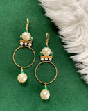 The Ruth Hoop - Art Deco Inspired Malachite & Pearl Hoops