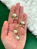 The Ruth Hoop - Art Deco Inspired Malachite & Pearl Hoops