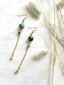 The Gwen Earring - Long Turquoise Chain Dangle Earrings