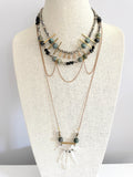 The Aleesha Necklace - Mixed Gemstone Chain Drape Statement Necklace