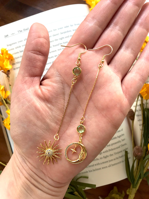 The Sun and Moon Earring - 12 Birthstone Options