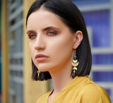 The Urbana Earring - Turquoise Brass Moon Phase Earrings